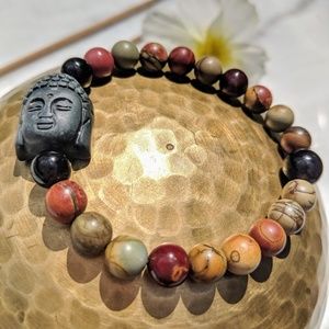 Red Creek Jasper Buddha bracelet zen stones